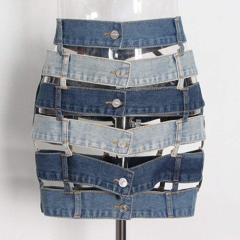 Multistory Cutout Column Mini Skirt - Picture 2 of 6